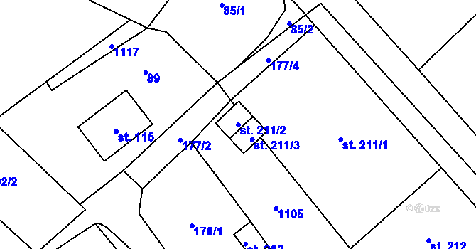 Parcela st. 211/2 v KÚ Drahany, Katastrální mapa