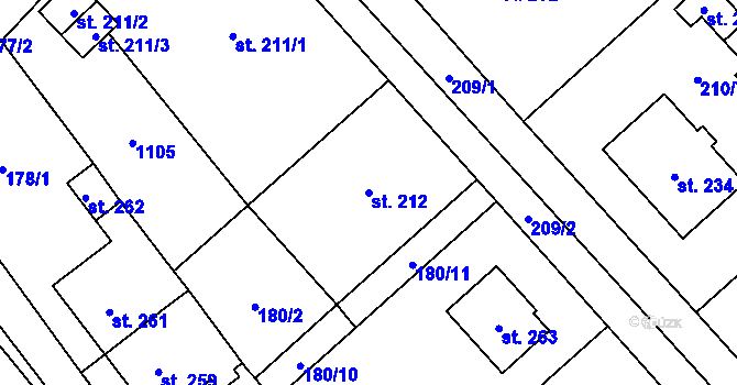 Parcela st. 212 v KÚ Drahany, Katastrální mapa
