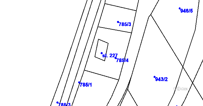 Parcela st. 227 v KÚ Drahany, Katastrální mapa