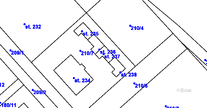 Parcela st. 237 v KÚ Drahany, Katastrální mapa