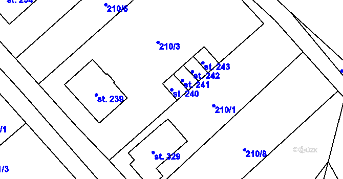 Parcela st. 240 v KÚ Drahany, Katastrální mapa