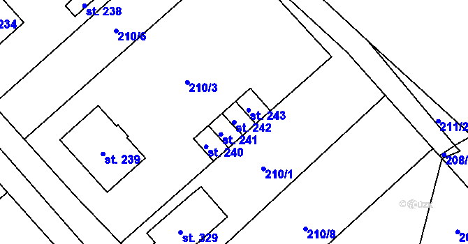 Parcela st. 242 v KÚ Drahany, Katastrální mapa