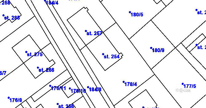 Parcela st. 254 v KÚ Drahany, Katastrální mapa