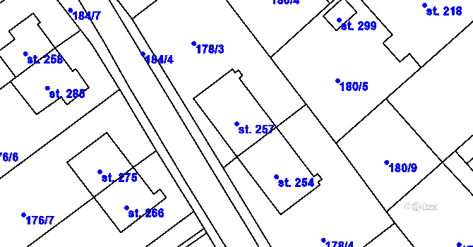 Parcela st. 257 v KÚ Drahany, Katastrální mapa