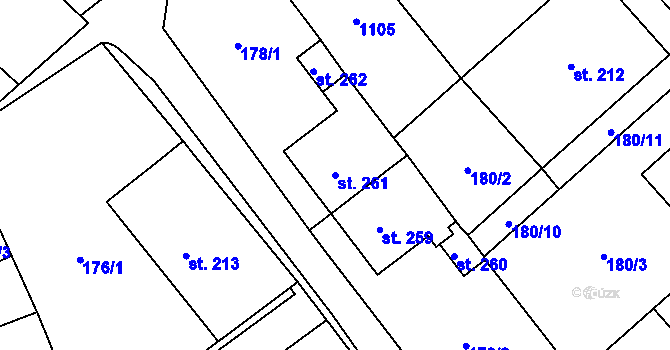 Parcela st. 261 v KÚ Drahany, Katastrální mapa