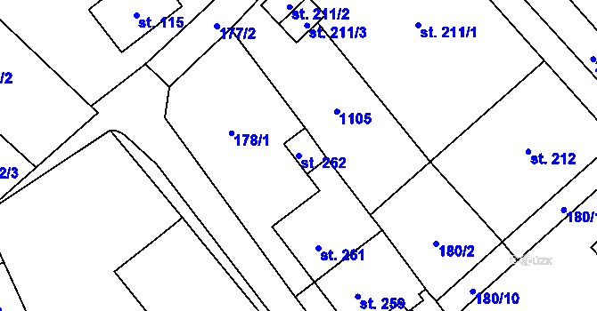 Parcela st. 262 v KÚ Drahany, Katastrální mapa