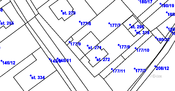 Parcela st. 271 v KÚ Drahany, Katastrální mapa
