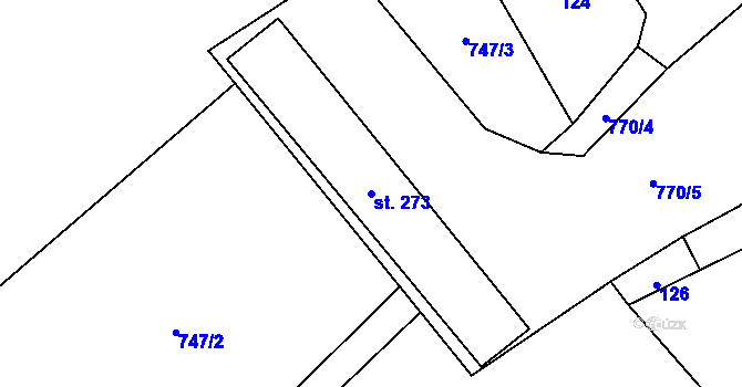 Parcela st. 273 v KÚ Drahany, Katastrální mapa