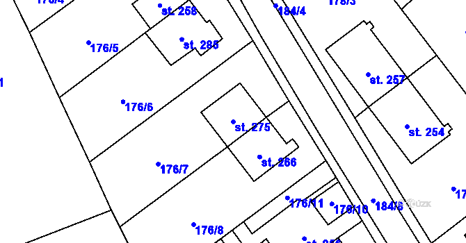 Parcela st. 275 v KÚ Drahany, Katastrální mapa