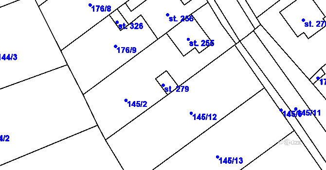 Parcela st. 279 v KÚ Drahany, Katastrální mapa