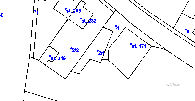Parcela st. 2/1 v KÚ Drahany, Katastrální mapa