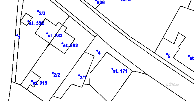 Parcela st. 4 v KÚ Drahany, Katastrální mapa