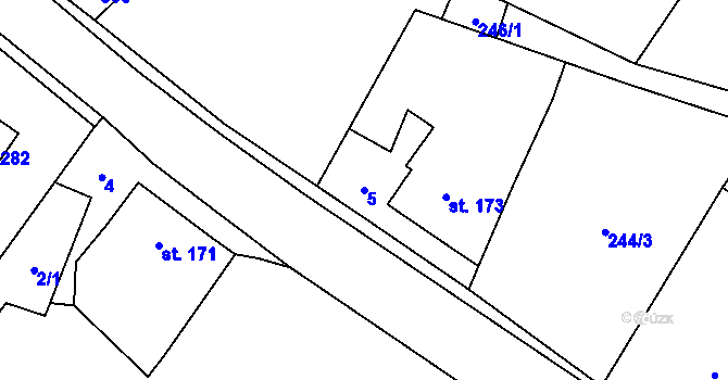 Parcela st. 5 v KÚ Drahany, Katastrální mapa