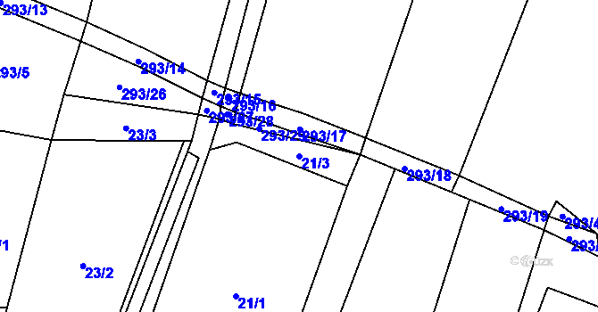 Parcela st. 21/3 v KÚ Drahany, Katastrální mapa