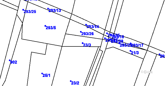Parcela st. 23/3 v KÚ Drahany, Katastrální mapa