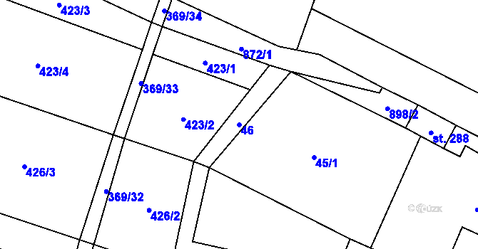 Parcela st. 46 v KÚ Drahany, Katastrální mapa