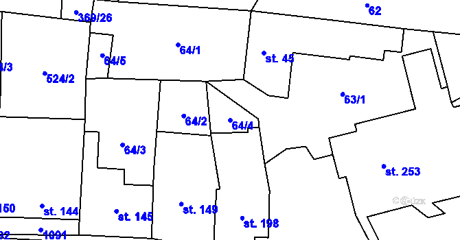 Parcela st. 64/4 v KÚ Drahany, Katastrální mapa