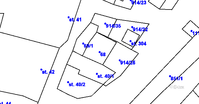Parcela st. 68 v KÚ Drahany, Katastrální mapa