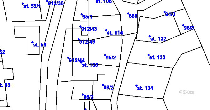 Parcela st. 95/2 v KÚ Drahany, Katastrální mapa