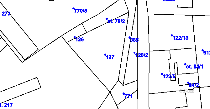 Parcela st. 127 v KÚ Drahany, Katastrální mapa