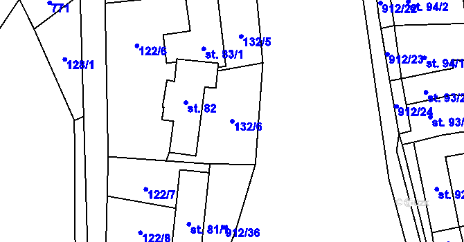 Parcela st. 132/6 v KÚ Drahany, Katastrální mapa