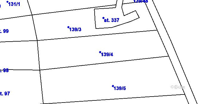 Parcela st. 139/4 v KÚ Drahany, Katastrální mapa