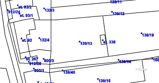 Parcela st. 139/13 v KÚ Drahany, Katastrální mapa