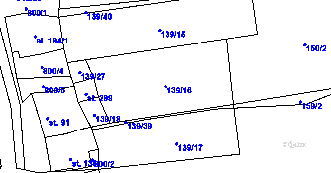 Parcela st. 139/16 v KÚ Drahany, Katastrální mapa
