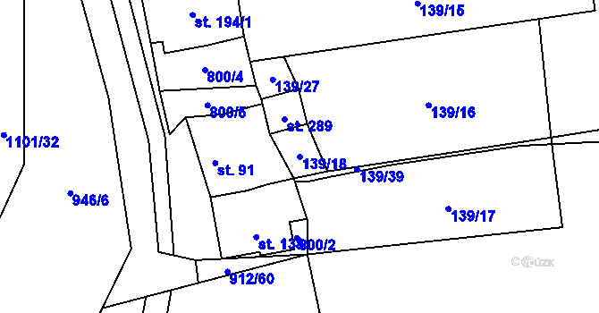 Parcela st. 139/18 v KÚ Drahany, Katastrální mapa
