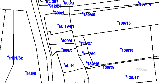Parcela st. 139/27 v KÚ Drahany, Katastrální mapa