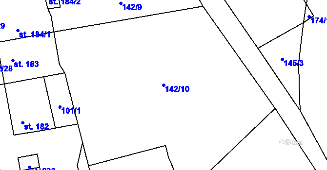 Parcela st. 142/10 v KÚ Drahany, Katastrální mapa