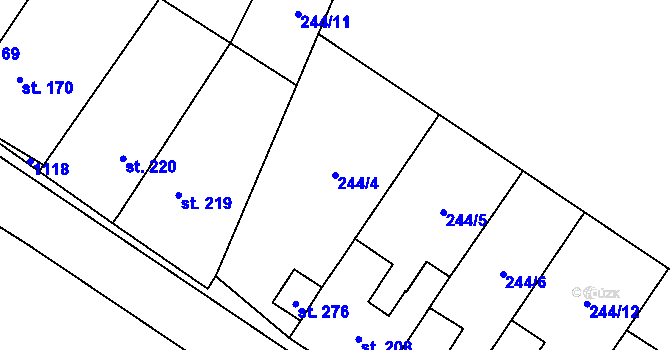 Parcela st. 244/4 v KÚ Drahany, Katastrální mapa