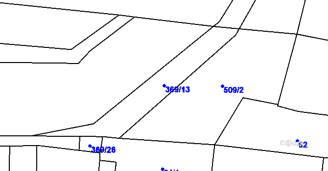 Parcela st. 369/13 v KÚ Drahany, Katastrální mapa