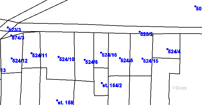 Parcela st. 524/16 v KÚ Drahany, Katastrální mapa