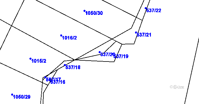 Parcela st. 537/20 v KÚ Drahany, Katastrální mapa
