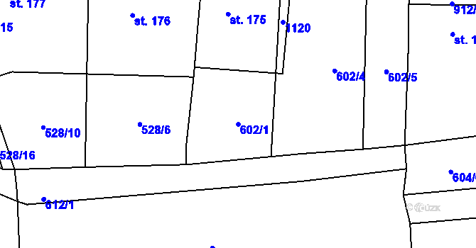 Parcela st. 602/1 v KÚ Drahany, Katastrální mapa