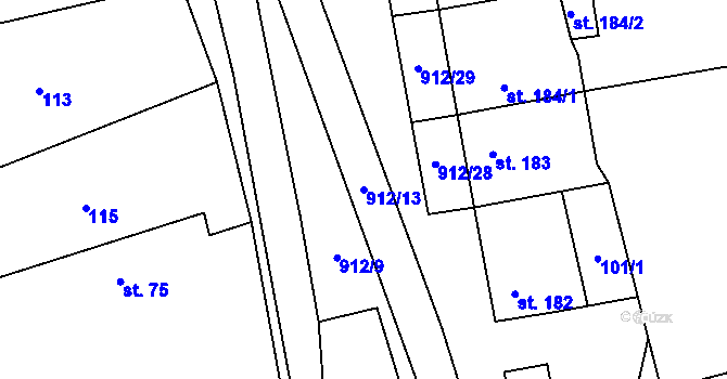 Parcela st. 912/13 v KÚ Drahany, Katastrální mapa