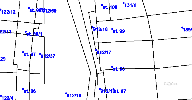 Parcela st. 912/17 v KÚ Drahany, Katastrální mapa