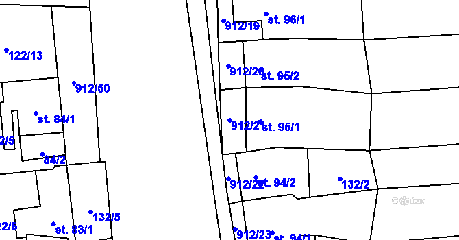Parcela st. 912/21 v KÚ Drahany, Katastrální mapa