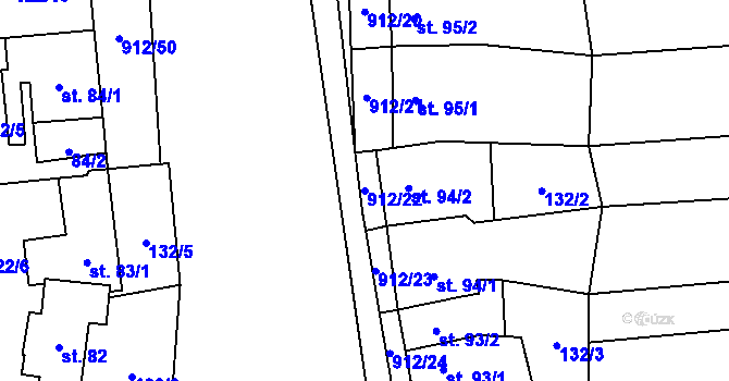 Parcela st. 912/22 v KÚ Drahany, Katastrální mapa