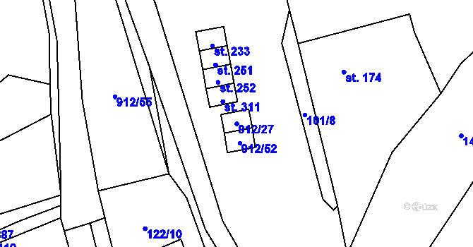 Parcela st. 912/27 v KÚ Drahany, Katastrální mapa