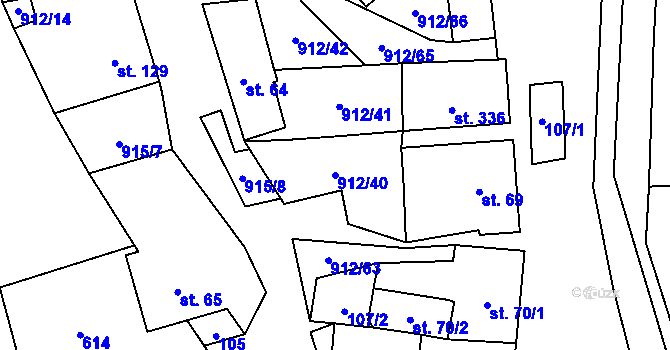 Parcela st. 912/40 v KÚ Drahany, Katastrální mapa
