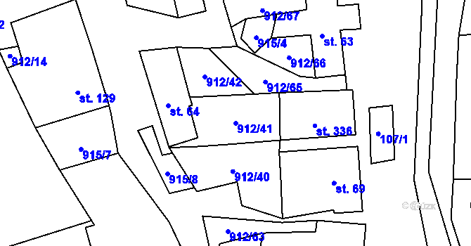 Parcela st. 912/41 v KÚ Drahany, Katastrální mapa