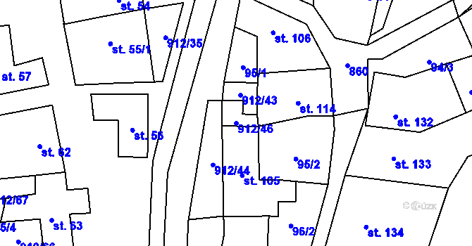 Parcela st. 912/46 v KÚ Drahany, Katastrální mapa