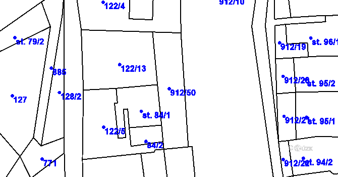 Parcela st. 912/50 v KÚ Drahany, Katastrální mapa