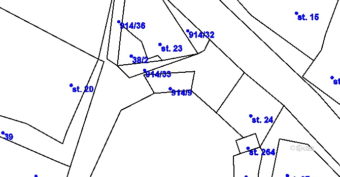 Parcela st. 914/9 v KÚ Drahany, Katastrální mapa