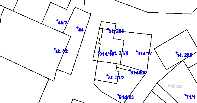 Parcela st. 914/16 v KÚ Drahany, Katastrální mapa