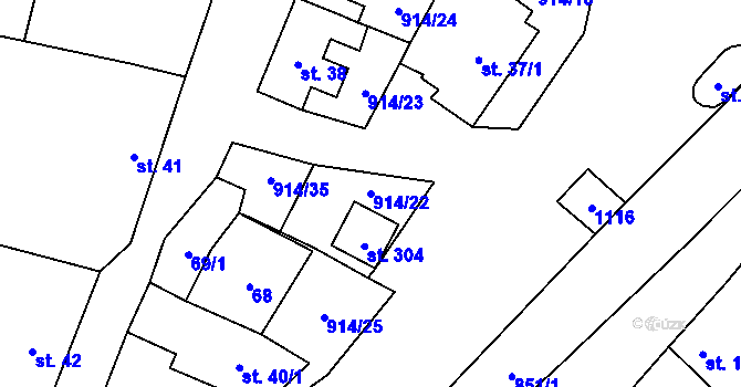 Parcela st. 914/22 v KÚ Drahany, Katastrální mapa