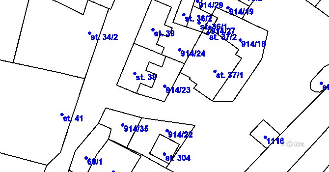 Parcela st. 914/23 v KÚ Drahany, Katastrální mapa