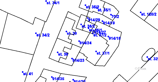 Parcela st. 914/24 v KÚ Drahany, Katastrální mapa